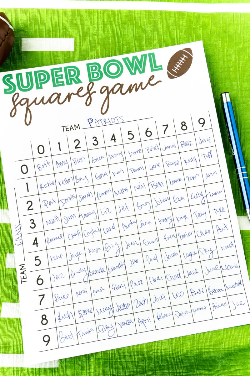 Super Bowl Squares Printable